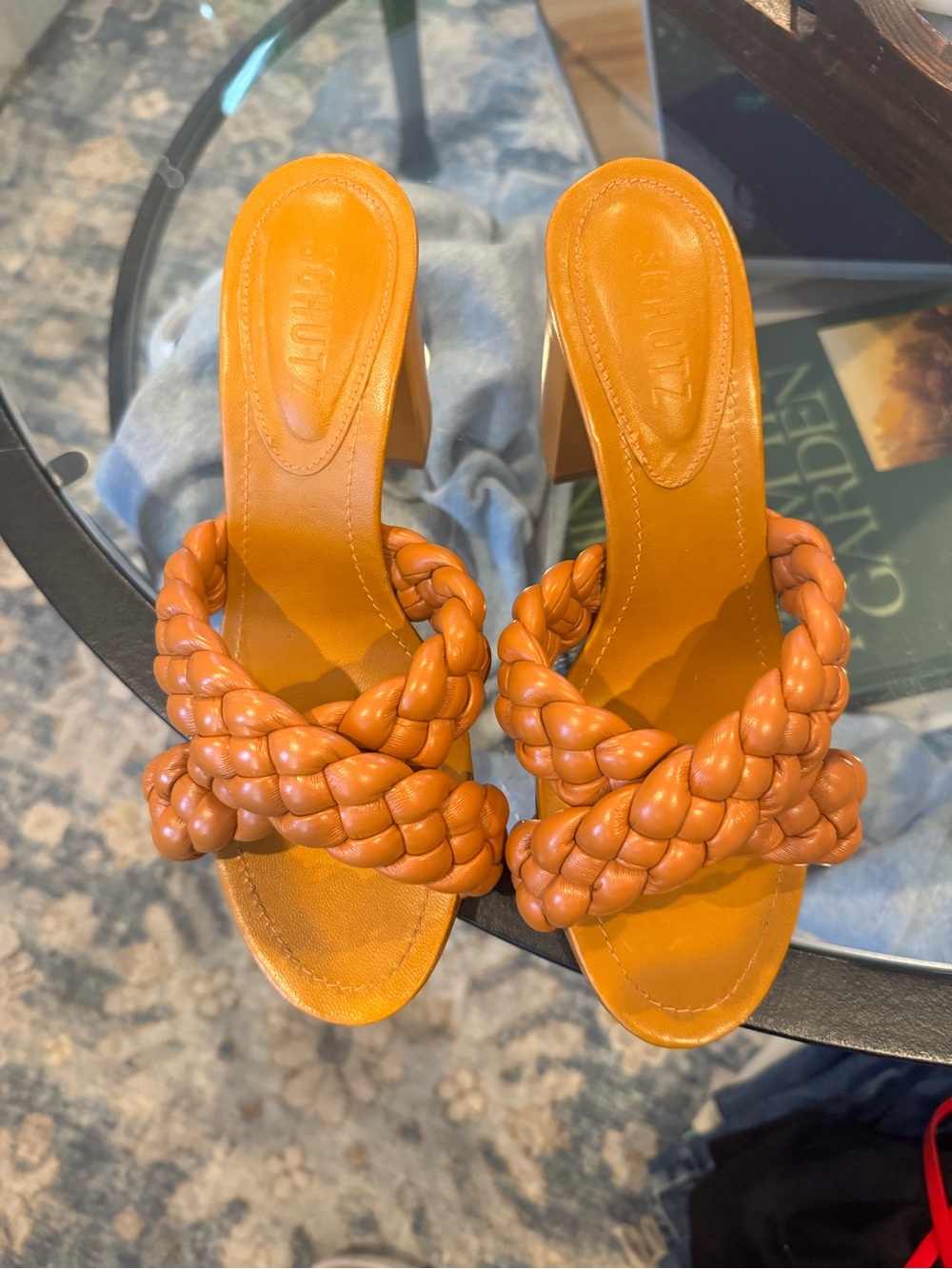 Schutz - Braided Slide Heels - Burnt Orange Women Shoes